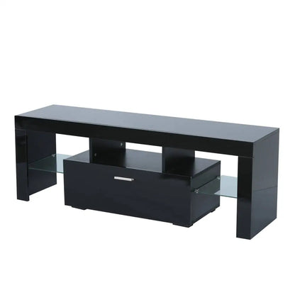 Fashion TV stand TV cabinet, Entertainment Center, TV station TV console, media console, with light belt, light belt remote control black MLNshops]