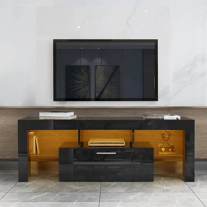 Fashion TV stand TV cabinet, Entertainment Center, TV station TV console, media console, with light belt, light belt remote control black MLNshops]