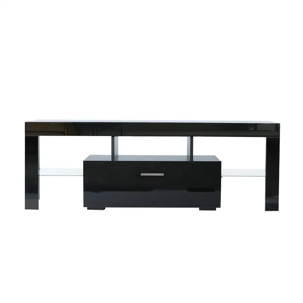 Fashion TV stand TV cabinet, Entertainment Center, TV station TV console, media console, with light belt, light belt remote control black MLNshops]