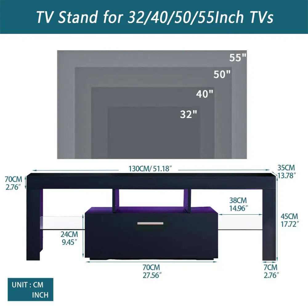 Fashion TV stand TV cabinet, Entertainment Center, TV station TV console, media console, with light belt, light belt remote control black MLNshops]