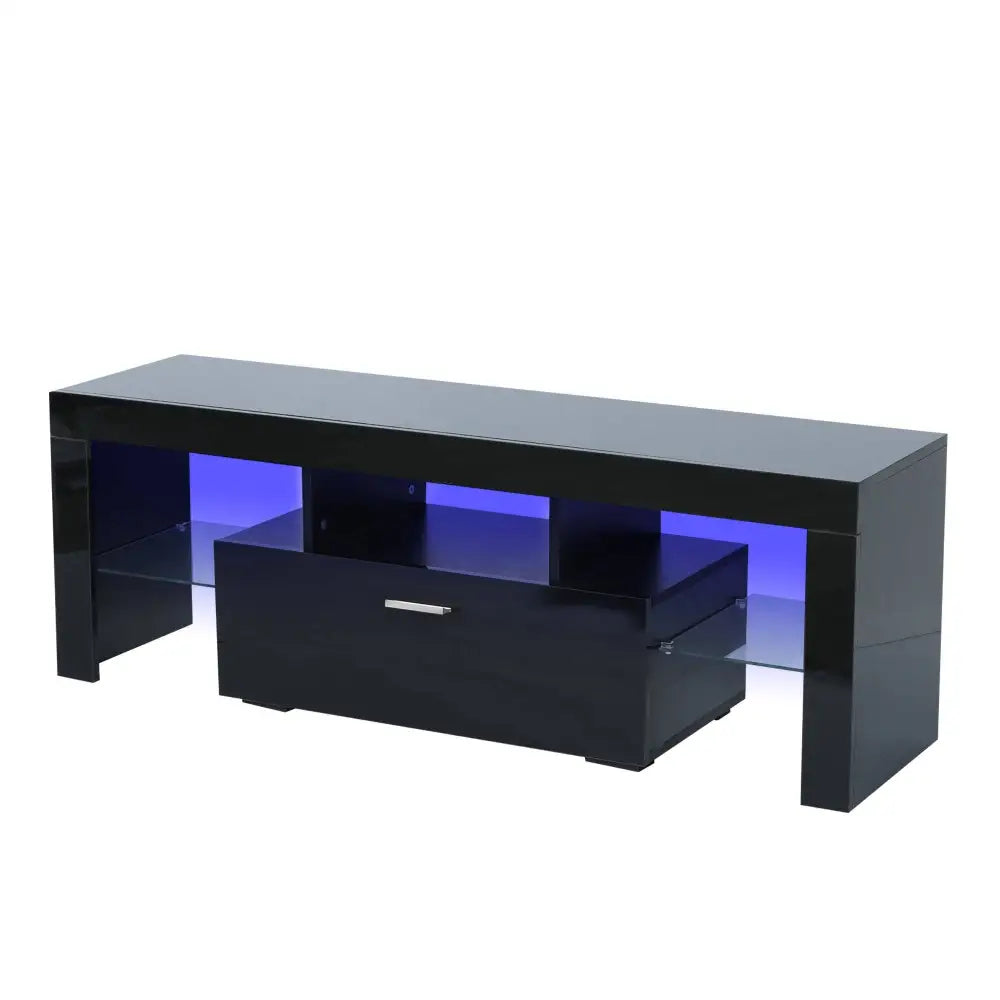 Fashion TV stand TV cabinet, Entertainment Center, TV station TV console, media console, with light belt, light belt remote control black MLNshops]