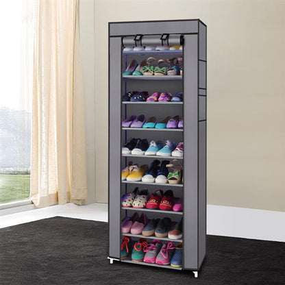 Fashionable Room-saving 9 Lattices Non-woven Fabric Shoe Rack Gray MLNshops]