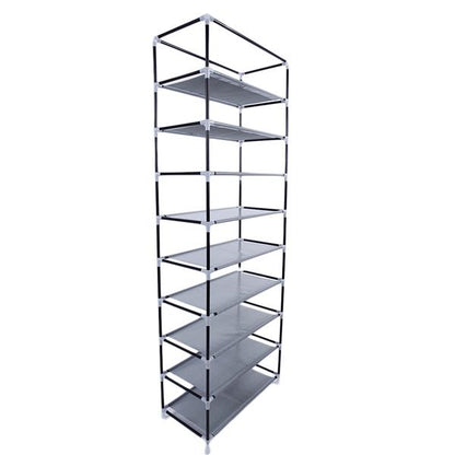 Fashionable Room-saving 9 Lattices Non-woven Fabric Shoe Rack Gray MLNshops]