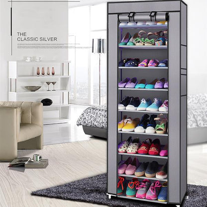 Fashionable Room-saving 9 Lattices Non-woven Fabric Shoe Rack Gray MLNshops]