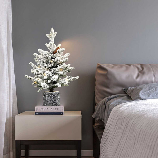 Compact 2ft Flocked Christmas Tree with Pot Base