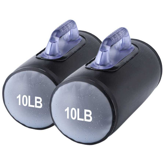 Black version of the Portable Water Dumbbell Set, each labeled 10LB, offering a sleek alternative for compact and adjustable fitness.