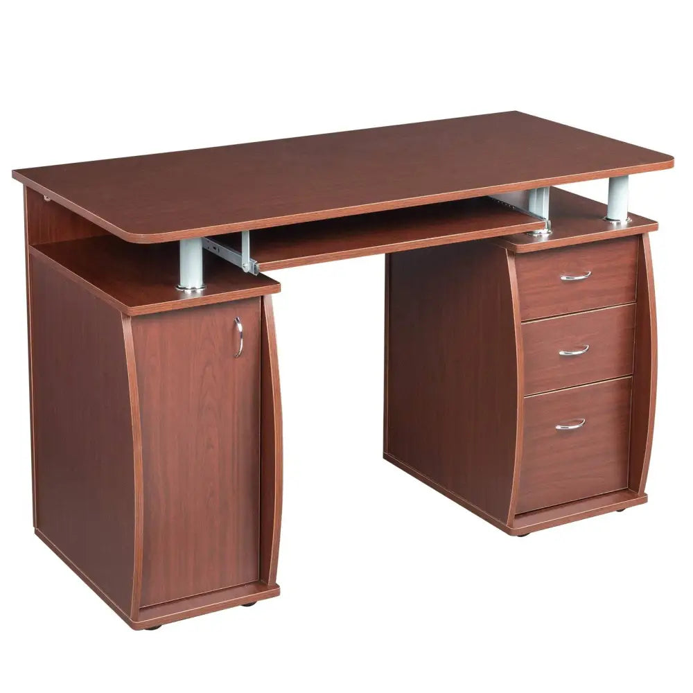 FCH 115* 55*74cm 15mm MDF Portable 1pc Door with 3pcs Drawers Computer Desk (A Box) Coffee Color MLNshops]