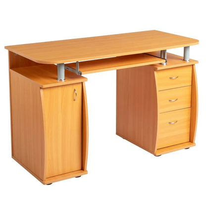 FCH 115* 55*74cm 15mm MDF Portable 1pc Door with 3pcs Drawers Computer Desk (A Box) Wood Color MLNshops]