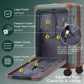 Luggage Sets 5 Piece with Front Opening , Hardside Expandable Carry on Suitcase with Spinner Wheels TSA Lock USB Port Cup Holder Duffel Bag and Toiletry Bag