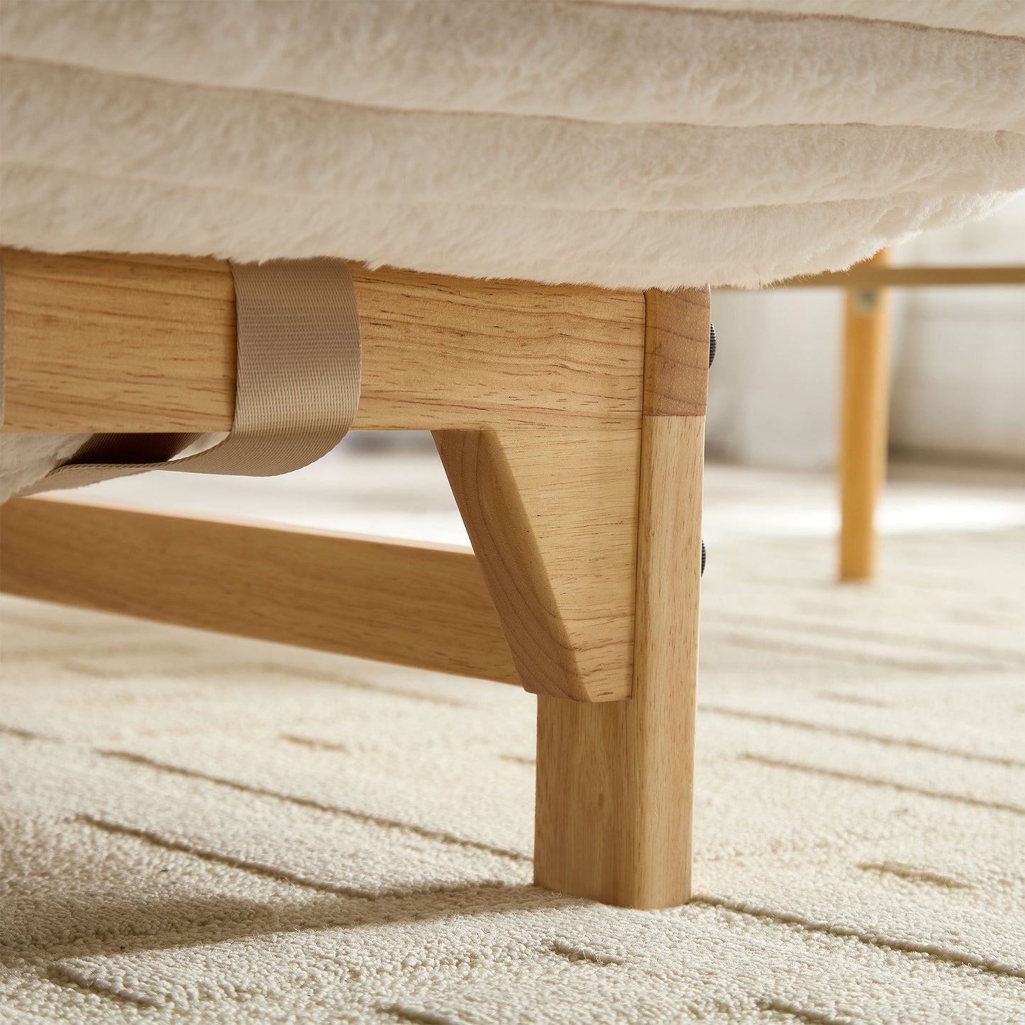 Accent Armless Lazy Sofa, Casual Single Sofa, Corduroy Fabric, For Living Room And Bedroom , With Backrest, Single Seat, OFF-WHITE