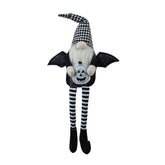 Halloween-themed gnome with bat wings and striped legs on a white background
