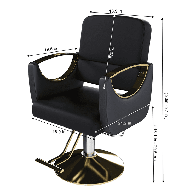 Hydraulic salon chair with dimensions and swivel feature