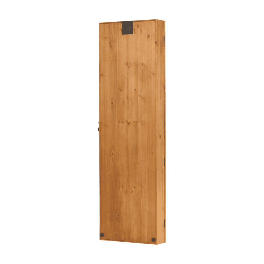Wooden jewelry armoire back panel with storage
