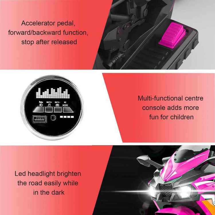 mlnshops 12V Kids Electric Motorcycle with LED Lights