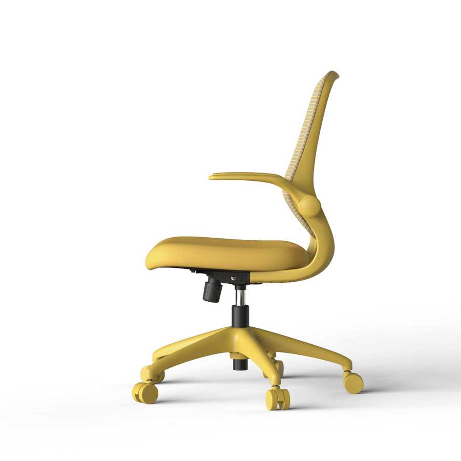 Yellow office chair on a white background