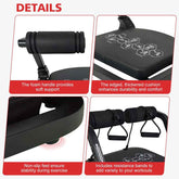 Product details of a fitness equipment with text on support features.