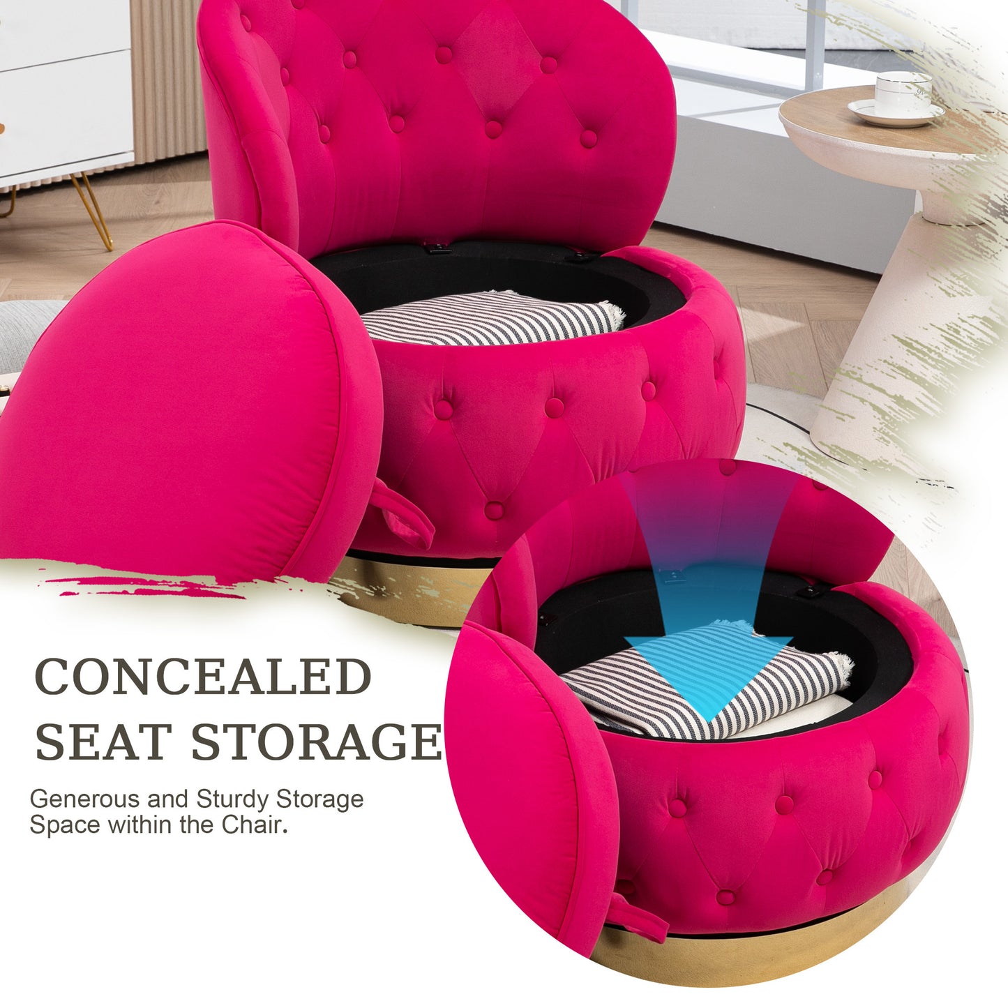 360 Degree Swivel Cuddle Barrel Accent Storage Chairs, Round Armchairs with Wide Upholstered, Fluffy Velvet Fabric Chair for Living Room, Bedroom, Office, Waiting Rooms MLNshops]