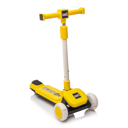 Yellow kids' scooter with flashing wheels and adjustable handlebar