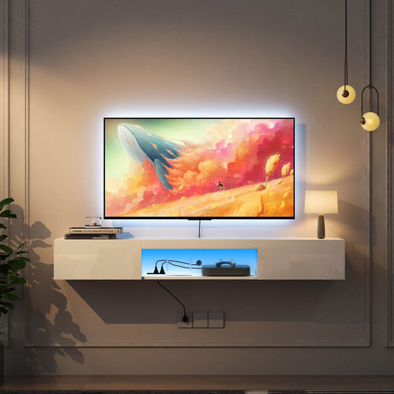 MLNshops Floating TV Stand with LED Lights - Modern Wall Shelf Default