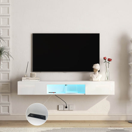 MLNshops Floating TV Stand with LED Lights - Modern Wall Shelf