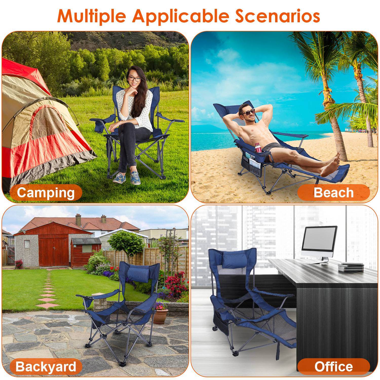 mlnshops Foldable Camping Chair Heavy Duty with Cup Holder