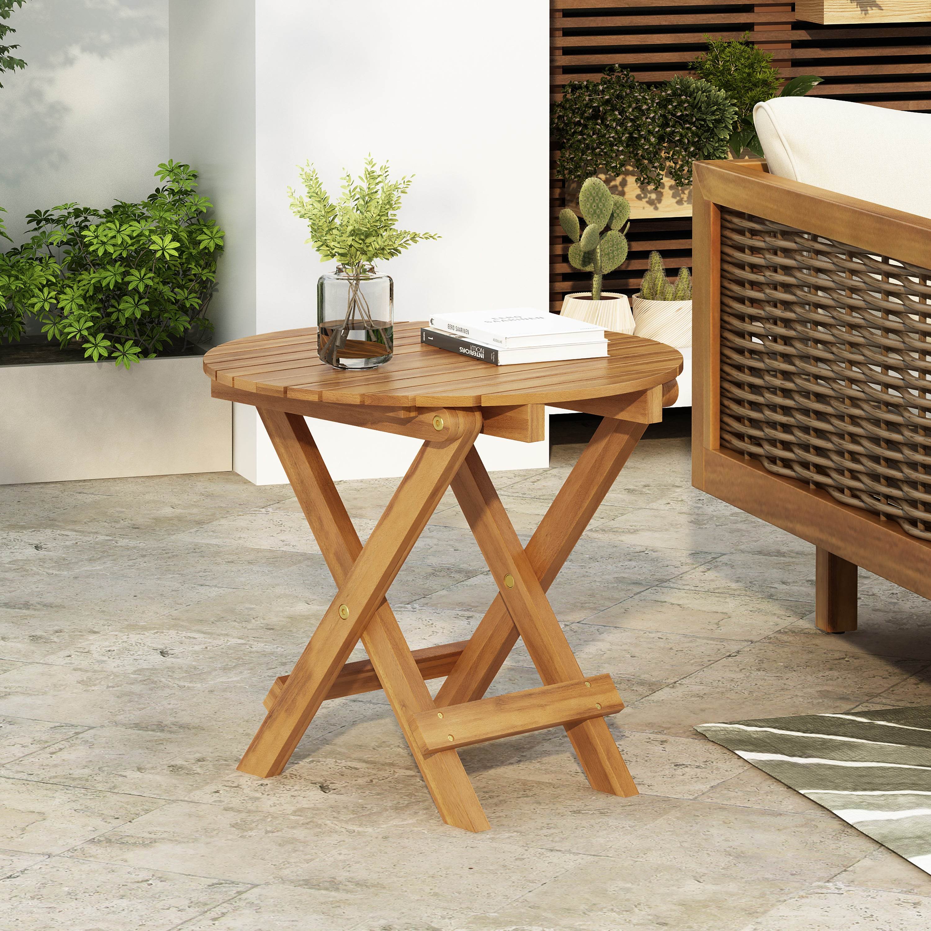 Foldable Outdoor Acacia Wood Side Table