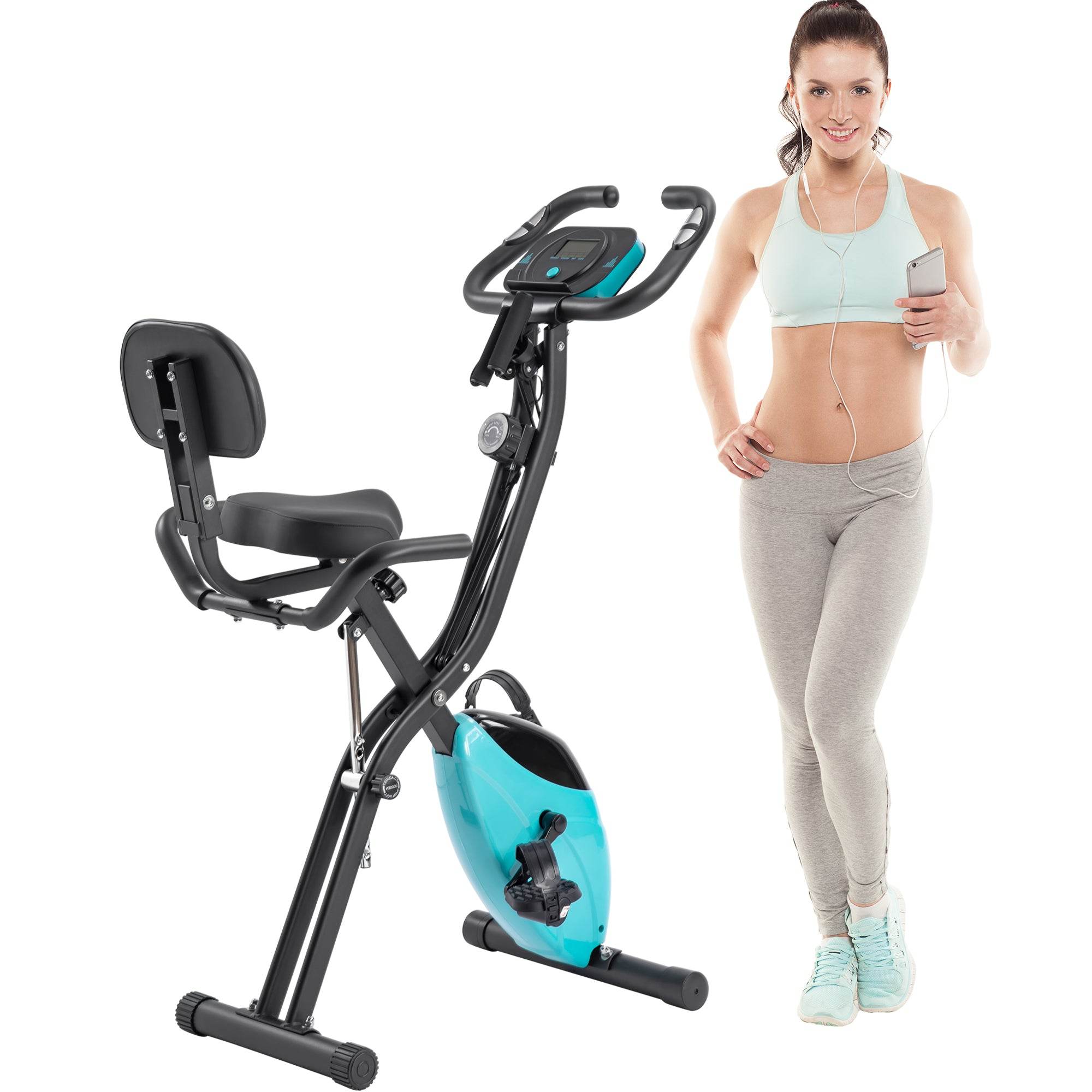 MLNshops Folding Exercise Bike for Home with Backrest Default