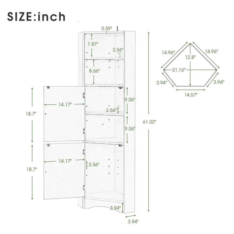 MLNshops Freestanding Bathroom Cabinet - Corner Storage