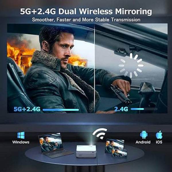 MLNshops 1080P WiFi Bluetooth Projector for Home Use