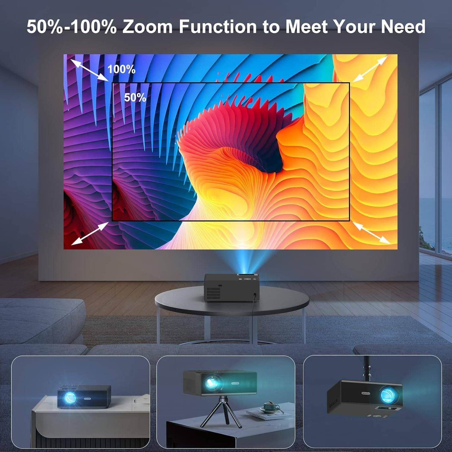 mlnshops 4K WiFi Bluetooth Projector for Home Theater