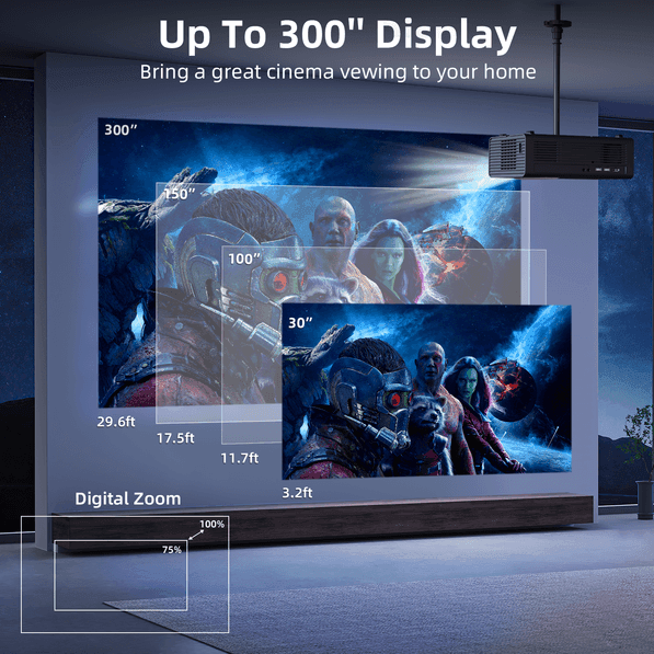mlnshops WiFi Bluetooth Projector 4K Support Home Theater