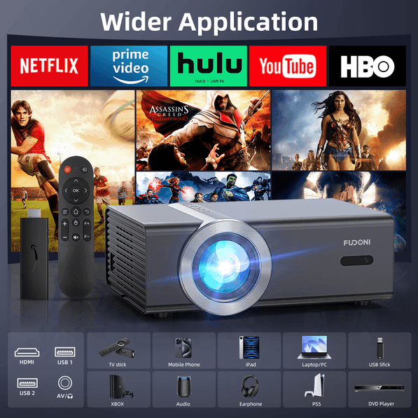 mlnshops WiFi Bluetooth Projector 4K Support Home Theater