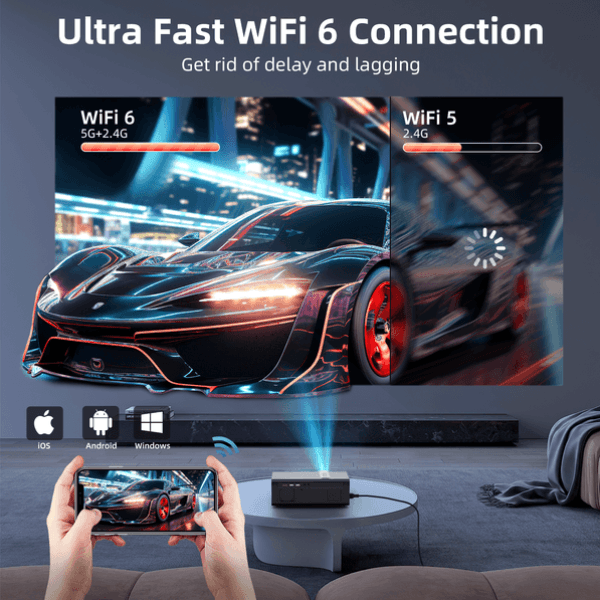 mlnshops WiFi Bluetooth Projector 4K Support Home Theater