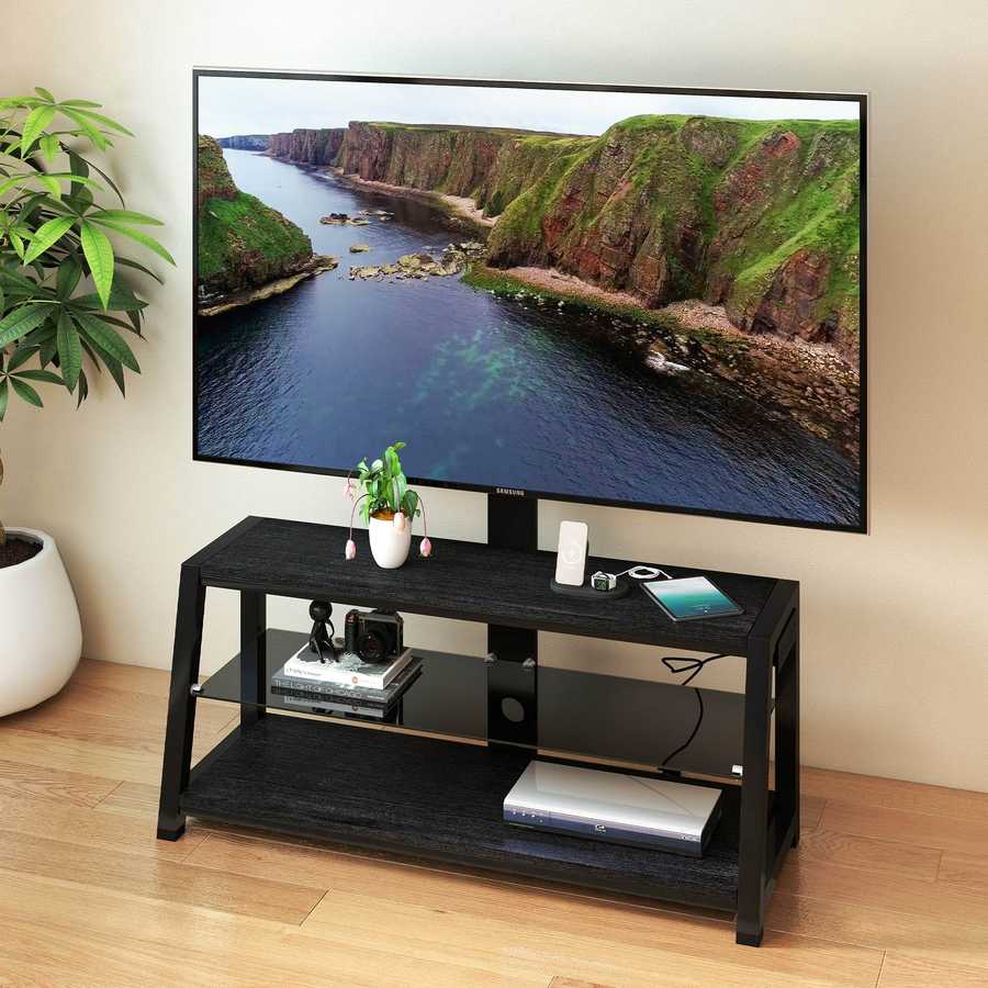 MLNshops black tempered glass entertainment center TV Stand