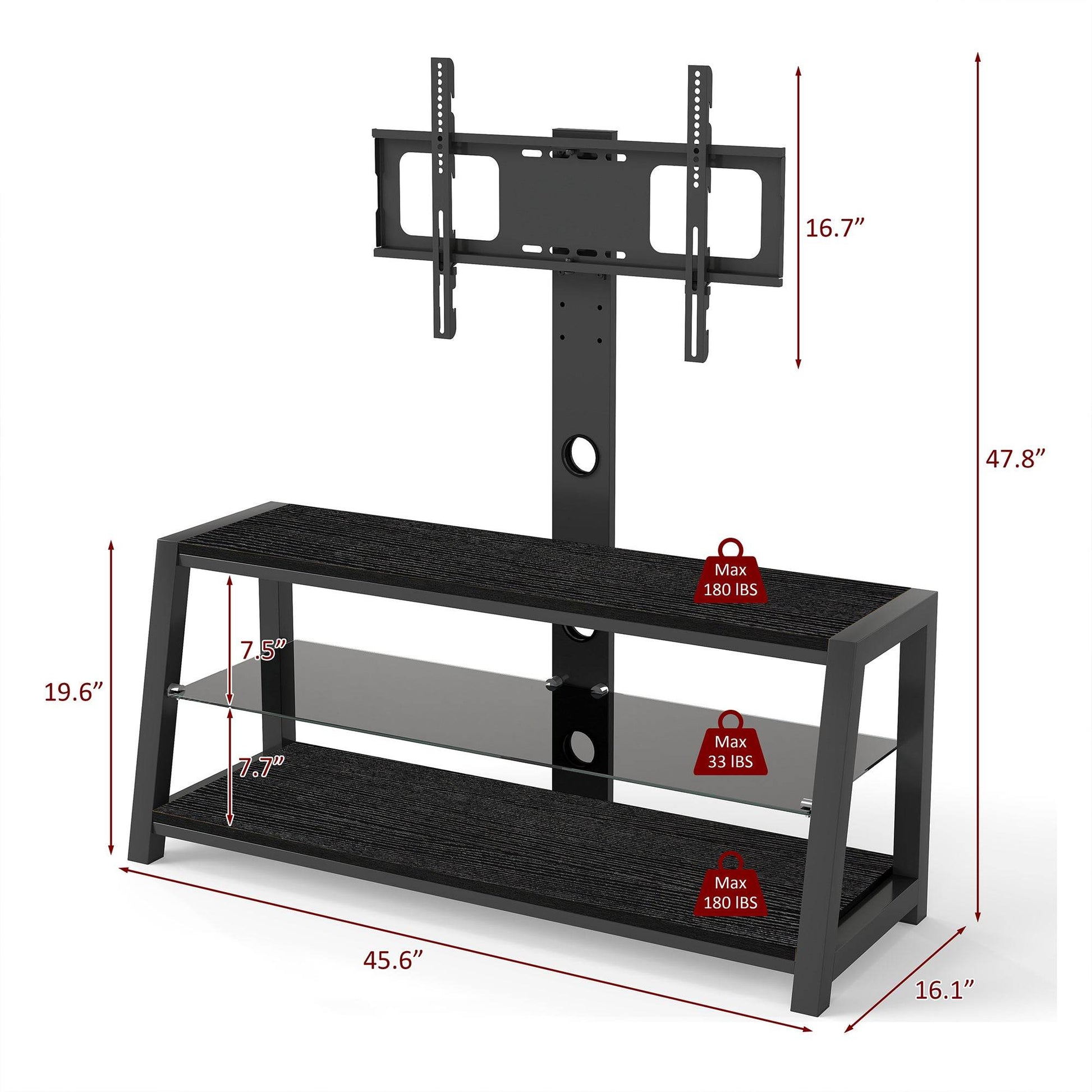 MLNshops black tempered glass entertainment center TV Stand