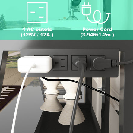 MLNshops black tempered glass entertainment center TV Stand