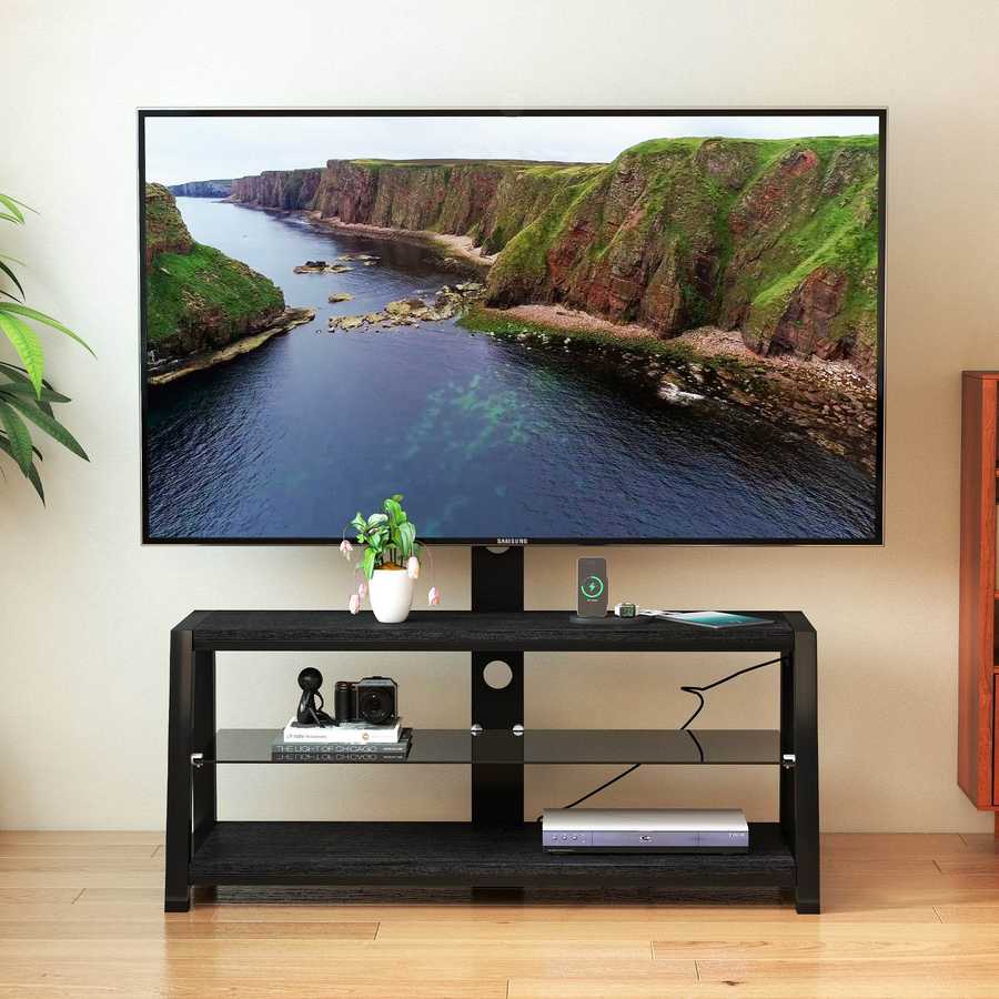 MLNshops black tempered glass entertainment center TV Stand Default