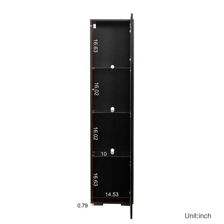 MLNshops modern side cabinet with LED lighting, Tall Glass