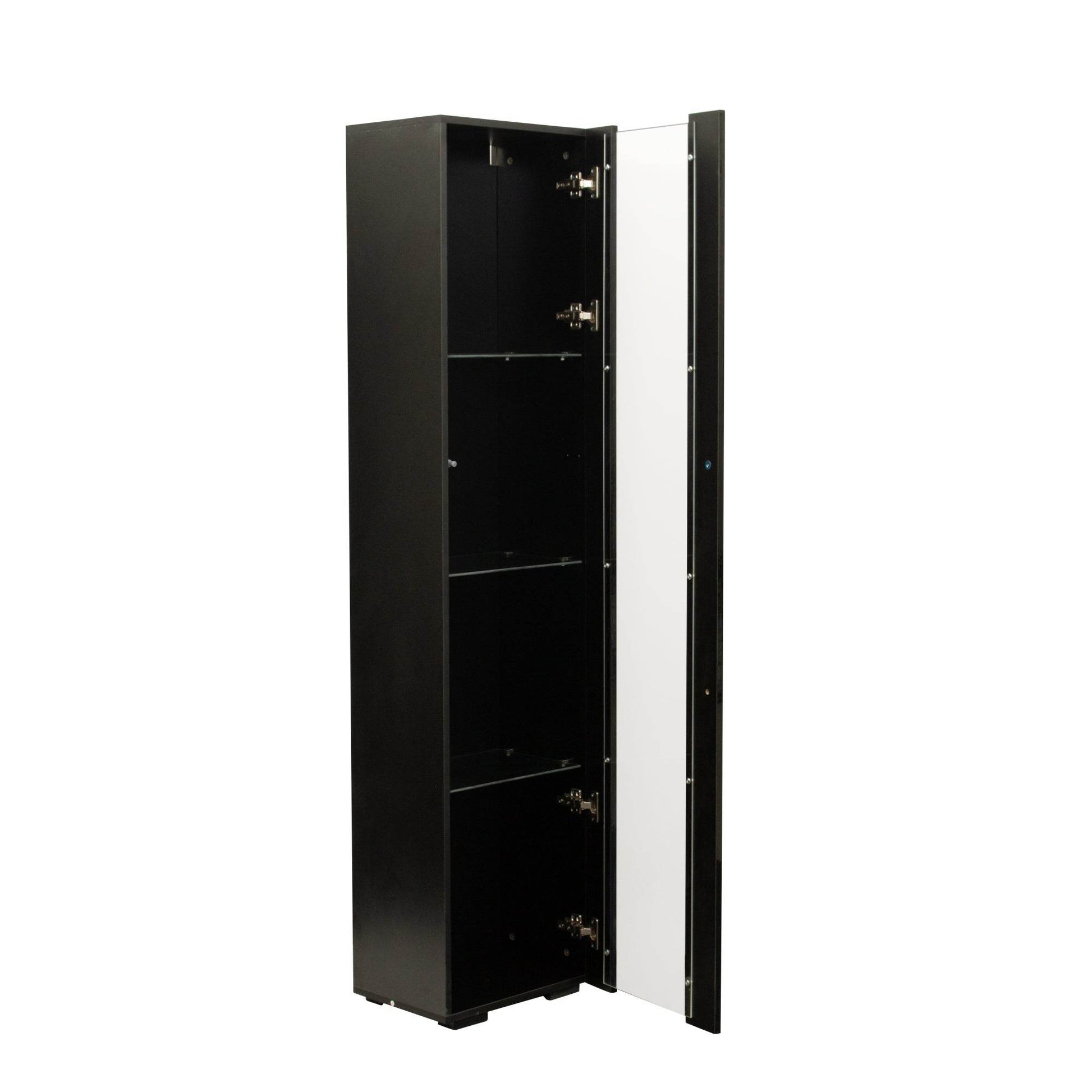 MLNshops modern side cabinet with LED lighting, Tall Glass