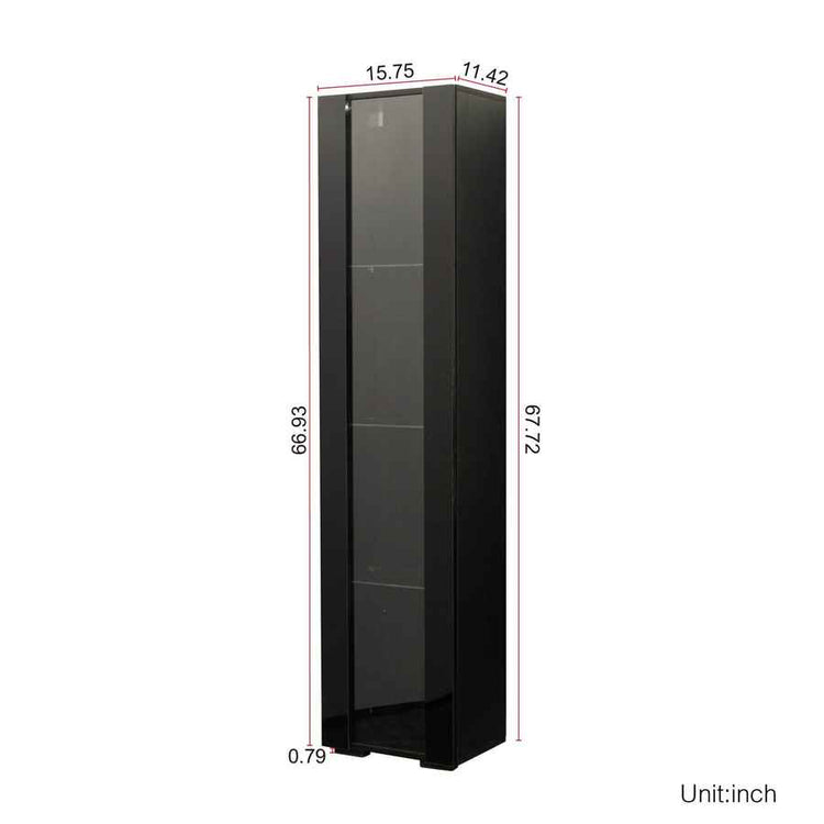 MLNshops modern side cabinet with LED lighting, Tall Glass