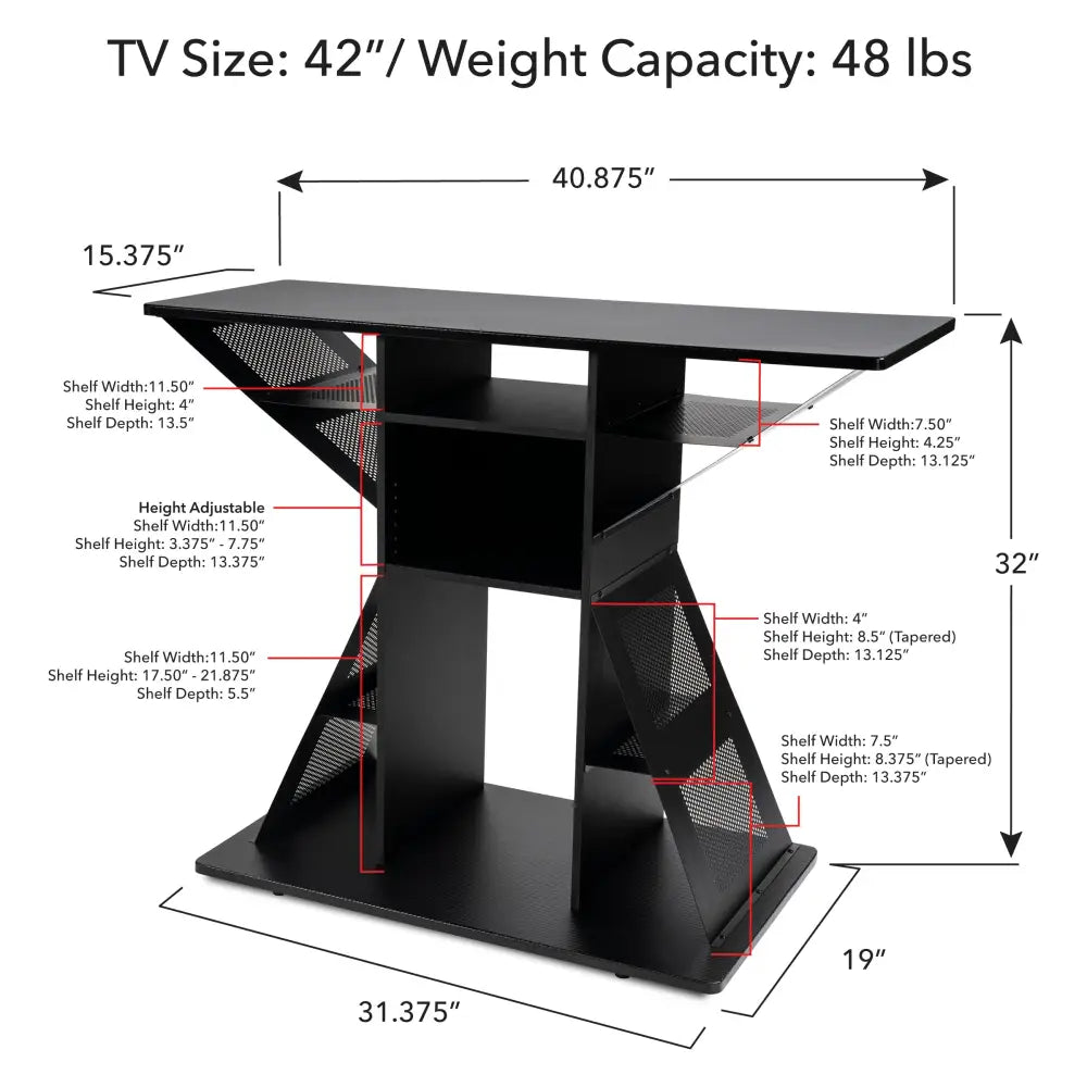 Gaming TV Stand, Holds your Consoles and Games, Built in Cable Management, 12 Storage Compartments MLNshops]