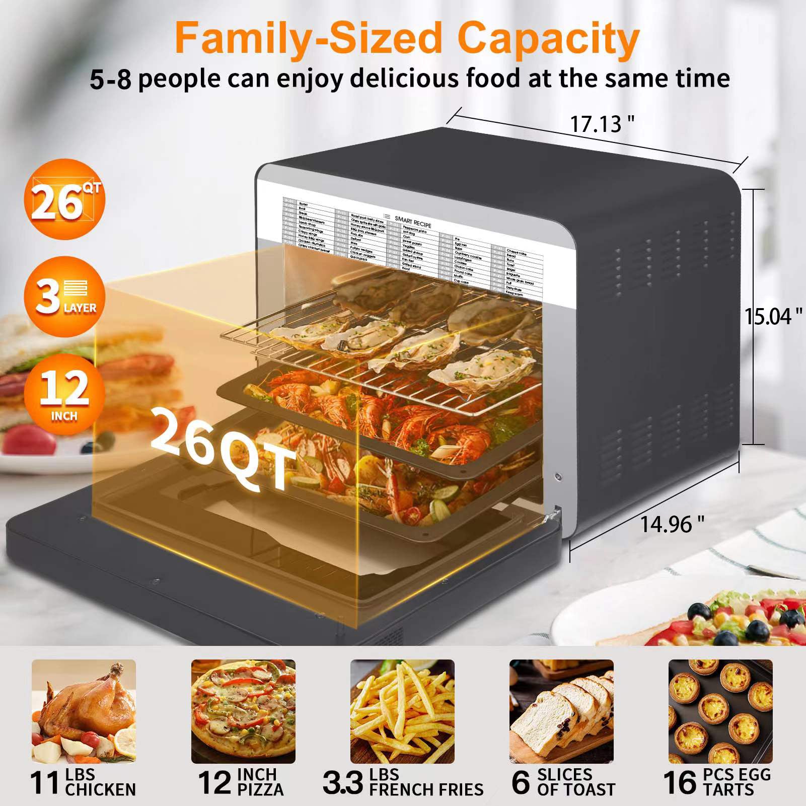 Geek Chef Steam Air Fryer Toast Oven Combo, 26 QT Steam Convection Oven Countertop. MLNshops]