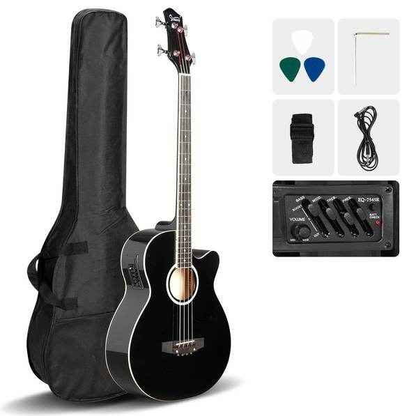 mlnshops 4 string electric acoustic bass guitar with Preamp
