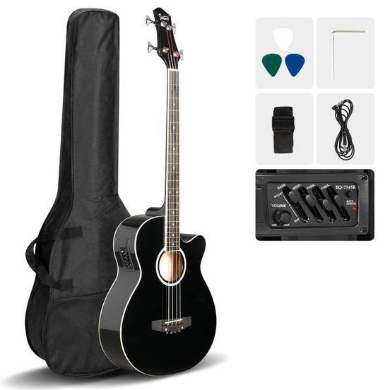 mlnshops 4 string electric acoustic bass guitar with Preamp