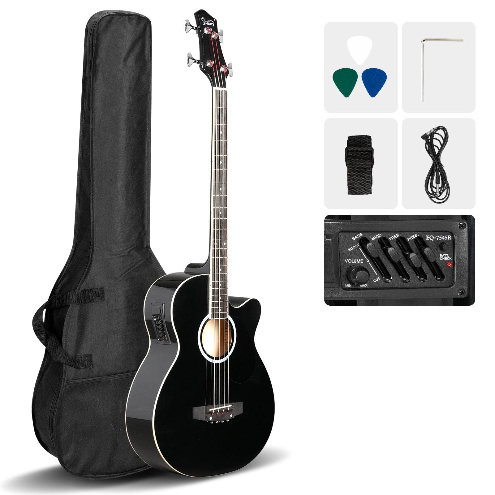 mlnshops 4 string electric acoustic bass guitar with Preamp Default Title