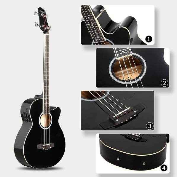 mlnshops 4 string electric acoustic bass guitar with Preamp