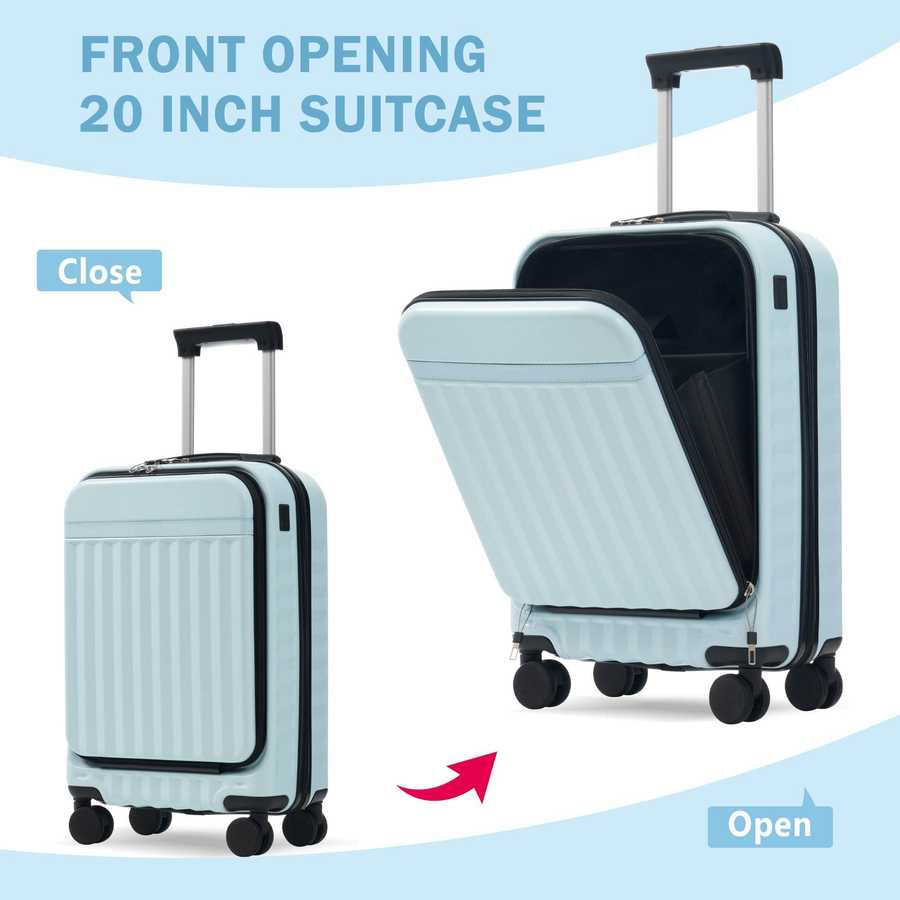 MLNshops front opening luggage set - USB, spinner & duffel