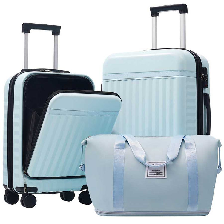 MLNshops front opening luggage set - USB, spinner & duffel