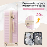 MLNshops pink luggage set for travel hardshell USB