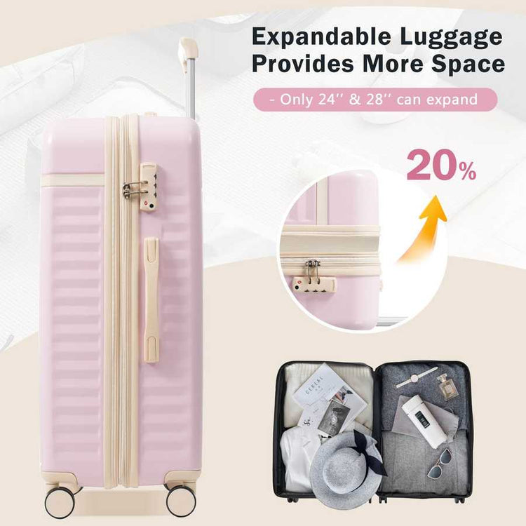 MLNshops pink luggage set for travel hardshell USB